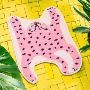 Vibrant Colour Pop Pink Leopard Bath Mat