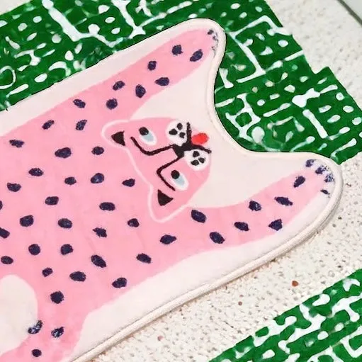 Vibrant Colour Pop Pink Leopard Bath Mat